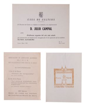 171-JULIO CAMPAL (Montevideo 1933-Madrid 1968) Lote de 3 tarjetas-invitaciones: