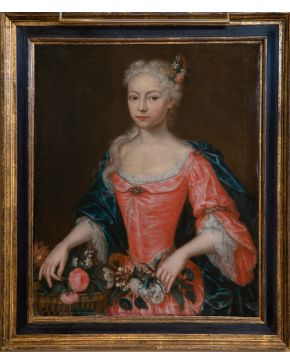 561-ESCUELA FRANCESA, S.XVIII "Posiblemente la infanta María Ana Victoria de Borbón" Óleo sobre lienzo Medidas: 79 x 62 cm