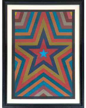 239-SOL LEWITT (Hartford 1928-Nueva York 2007) Five Pointed Star with Color Bands (Suite Olympic Centennial)". 1992 Serigrafía sobre papel Arches Firm