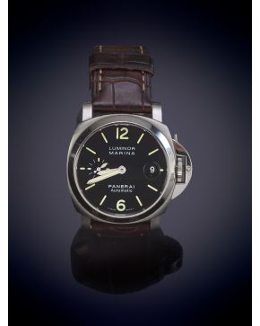 715-PANERAI"" LUMINOR MARINA. RELOJ DE PULSERA, CAJA EN ACERO, MOVIMIENTO AUTOMÁTICO. Esfera negra con numeración a trazos aplicado