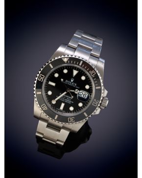 721-ROLEX"" SUBMARINER REF: 116610LN. AÑO 2016. CAJA Y BRAZALETE EN ACERO. Movimiento automático, esfera negra con numeración a tra