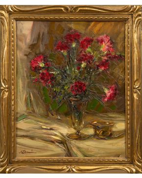 2089-ALVE VALDEMI DEL MARE (1885 - 1972) Florero" Óleo sobre lienzo. Firmado Medidas: 48 x 59 cm."