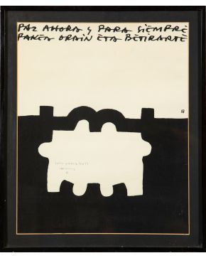 304-EDUARDO CHILLIDA (San Sebastián 1924-2002) Paz ahora y para siempre".  Lote formado por un offset litográfico 