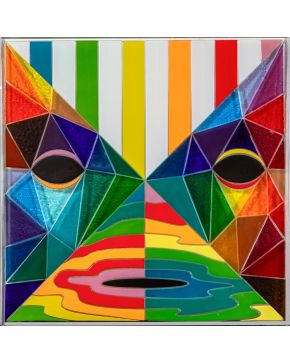 168-OKUDA SAN MIGUEL (Santander 1980) Skull disections II". 2017 Esmalte sintético en cristal Medidas: 62 x 63 