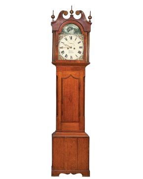 2430-Reloj de caja alta en madera de roble, Inglaterra S. XIX, firmado Brookes/Stamfold". Esfera de 