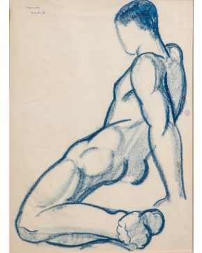 1579-JULI RAMIS (Sóller, Mallorca 1909-Palma de Mallorca 1990) Estudio de desnudo".  Dibujo a 