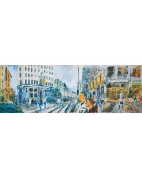 1606-JAVIER MONTESOL (Barcelona 1952) Gran Vía hacia Red de San Luis". 2006 Óleo sobre lienzo