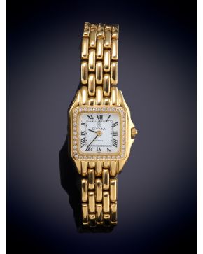 1019-CYMA"" RELOJ DE PULSERA PARA SEÑORA. CAJA Y BRAZALETE EN ORO AMARILLO DE 18K. MOVIMIENTO SUIZO DE CUARZO. Esfera blanca con numeración r