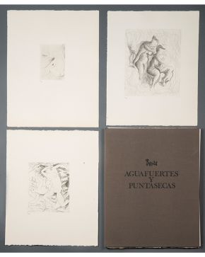 2135-FRANCISCO BORES  (Madrid 1898-París, Francia 1972) Aguafuertes y Puntasecas". 1963 Libro de grabados con diez grabados originales