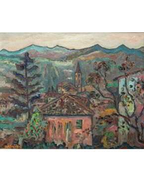 2034-JOSÉ ALBERTI  (Sant Feliu de Guíxols 1913-1993) Paisaje (comano)". 1965  Óleo sobre lienzo Firmado También al dorso firmado