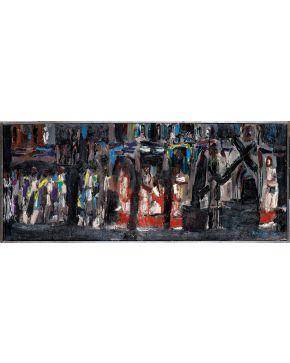 2020-SAM ANDEL   Procesión". 1964 Óleo sobre lienzo Firmado y fechado 1964 Medidas: 32,7 x 81 cm.  Procedencia históric