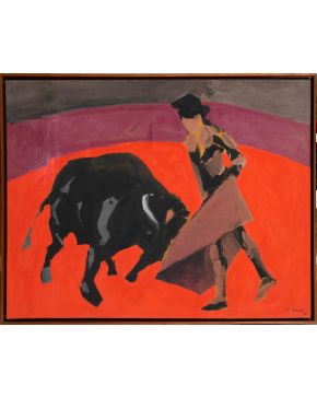 284-ROBERT LLIMÓS (Barcelona 1943)  Tauromaquia". 1981 Óleo sobre lienzo Firmado y fechado 1981 Medidas:  90 x 116,5 cm."