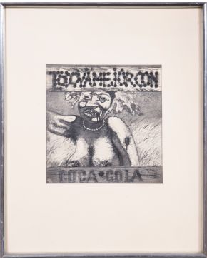 93-JOSÉ PAREDES JARDIEL (Madrid 1928-Villajoyosa 2000)  Todo va mejor con Coca-Cola". 1968 Tinta y lápiz sobre papel Firmado, fecha