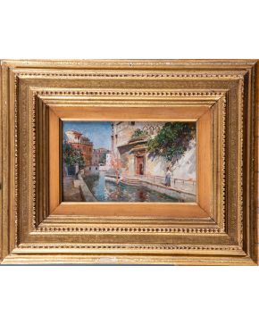 2151-FRANCISCO PRADILLA (1848-1921) Venecia" Oleo sobre lienzo Medidas: 27 x 29 cm. Firmado "