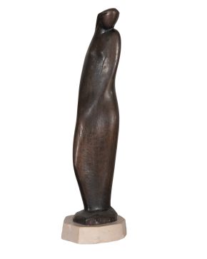 70-JOSÉ PLANES (Espinardo, Murcia 1891-1974) Figura femenina"  Bronce patinado sobre base de piedra Firmado Medidas: 72 x 20 x 2