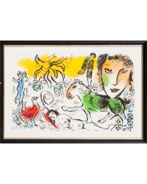 339-MARC CHAGALL (Bielorrusia 1887 - Francia 1985)  Cheval vert".  1973  Litografía sobre papel velín de Arches Medidas: 33 x 50 cm