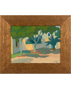 26-GENEVIEVE TUDURI (1895) Paisaje". 1925 Óleo sobre lienzo Firmado y fechado 1925 Medidas: 35 x 47 cm."