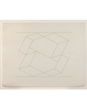 106-JOSEF ALBERS (Bottrop, Alemania 1888-New Haven, Estados Unidos 1976). Box Q". 1958 Tinta sobre papel Firmado con la inicial y f