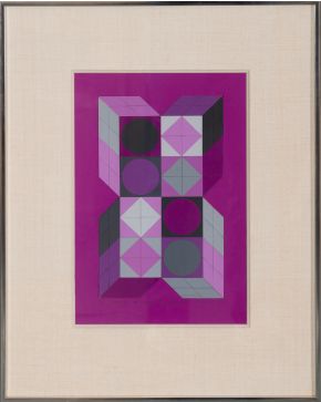 109-VICTOR VASARELY (Pécs, Hungría 1906 - París, Francia 1997) Sin título", 1981 Collage de recortes de cartulinas de colores sobre ca