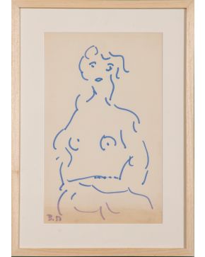 59-FRANCISCO BORES (Madrid 1898-París 1975)  “Mujer”. 1950  Tinta sobre papel  Firmado y fechado B. 50"  Medidas: 45,50 x 29 cm.