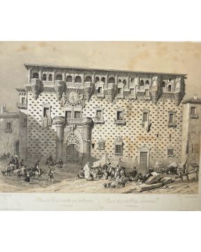 2254-GENARO PÉREZ VILLAAMIL (Ferrol, 1807 - Madrid, 1854) Fachada del palacio de los duques del Infantado de Guadalajara". 1844 Lit