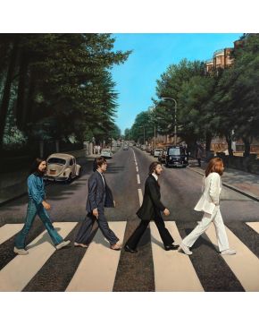 372-OCTAVIO DE LA CASA MARÍN The Beatles. Abbey Road"  Óleo sobre lienzo Firmado Titulado "The Beatles Abbey Road  Medidas: 1