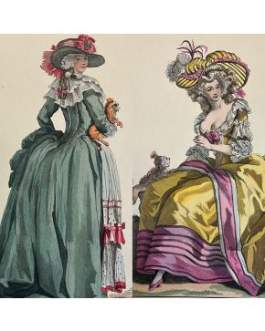 2143-Moda. WEIGERT, Roger-Armand. Galerie des Modes et costumes Francais. Dessins d'après nature de A. de Saint-Aubin Leclère Watteau de Lil