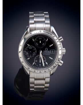 873-OMEGA"" SPEEDMASTER. RELOJ DE PULSERA CAJA Y BRAZALETE EN ACERO. MOVIMIENTO AUTOMÁTICO. Esfera negra con numeración a