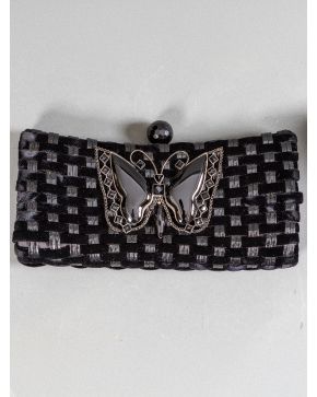 908-GIORGIO ARMANI"" CARTERA, DISEÑO MARIPOSA, EN TERCIOPELO CON PIEDRAS NEGRAS. ""