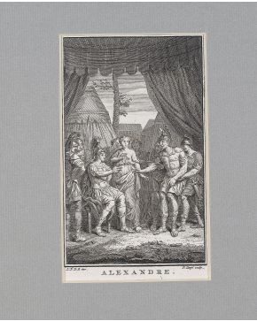 2175-PIETER TANJÉ (1706-1761) Andromaque"" y ""Alexandre"" Lote de dos grabados al aguafuerte y buril. Medidas: 13,5 x 8 cm""