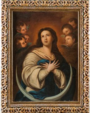 2201-ESCUELA ESPAÑOLA S.XIX, Siguiendo modelos de Murillo Inmaculada Concepción"" Óleo sobre lienzo Medidas: 116 x 84 cm""