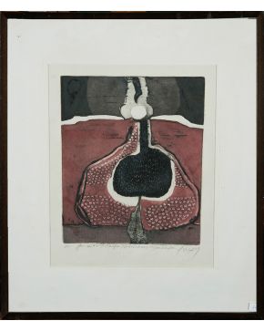 2028-MARCOS YRIZARRY (Mayaguez, Puerto Rico 1936 - 1995) Formas de la flor. 1971 Aguafuerte, aguatinta y carborundum sobre papel Firmado, fe