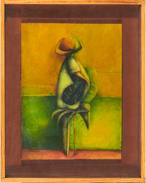 2003-NATIVIDAD GUTIÉRREZ (Río Piedras, Puerto Rico 1941-2015) Sin título"". 1975 Óleo sobre tabla Firmado y fechado 1975 Medidas: 39 x 30 cm.