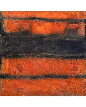 135-BOSCO SODI (México D.F. 1970) Sin título"". 2002 Óleo y materia sobre lienzo Firmado y fechado al dorso 2002 Medidas: 100 x 100 x 4 cm.  