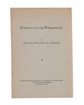 259-JOSÉ LUIS CASTILLEJO (Sevilla 1930-Houston 2014). El nuevo y el viejo Wittgenstein"". 1956. Separata del Boletín Informativo del Seminari