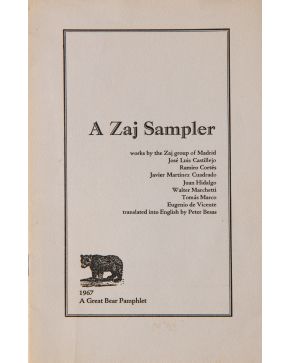 169-ZAJ (1964-1996). A Zaj Sampler"". 1967. Something Else Press, New York 1967. Libro con 16 páginas. Medidas: 21,5 x 14 cm.""