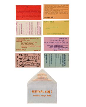 182-ZAJ (1964-1996). Festival Zaj 2"". Madrid, mayo 1966. Sobre con 8 tarjetas de cartón diferentes. ""