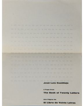 230-ZAJ (1964-1996). José Luis Castillejo. A page from ""The Book of Twenty Letters"". Madrid 1968. 28 x 21,5 cm.""