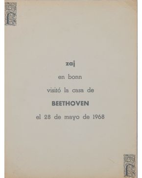 191-ZAJ (1964-1996). zaj en Bonn visitó la casa de Betthoven el 28 de mayo de 1968. Visita zaj"", 1969-1970. Tarjeta impresa por ambas caras.