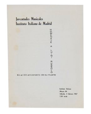 263-HOMENAJE A LUIGI RUSSOLO Juventudes Musicales de Madrid. Acto organizado por Tomás Marco, miembro de zaj en el Instituto Italiano, 4 feb