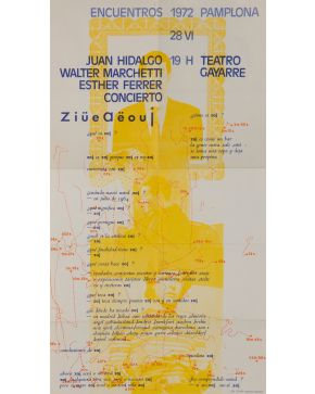 222-CONCIERTO DE JUAN HIDALGO WALTER MARCHETTI Y ESTHER FERRER Encuentros de Pamplona, 1972. Teatro Gayarre, 28 junio.50 x 27.5 cm 