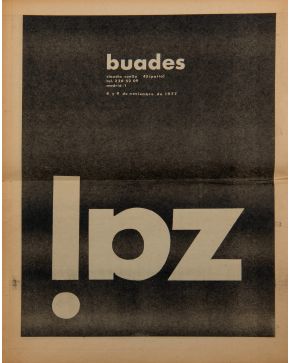 221-GALERÍA BUADES. zaj Catálogo zaj"", Galería Buades, Madrid, 8 y 9 de noviembre de 1977.  JUAN HIDALGO PAN Invitación, 14.6 x 10.3 cm. Mad