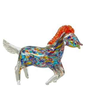 318-MURANO, VENECIA Caballo relinchando"" Figura en cristal de Murano, Venecia Medidas: 30 x 26 x 9cm.""