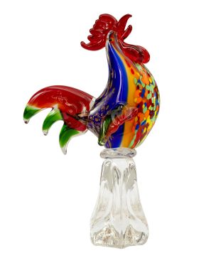 316-MURANO, VENECIA Gallo"" Figura en cristal de Murano, Venecia Medidas: 35 x 21,5 x 11 cm.""