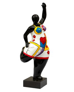 323-SIGUIENDO MODELOS DE NIKI DE SAINT-PHALLE Bailarina"".  Escultura en resina, pintada a mano, sobre base de mármol Medidas: 60 cm. de altu