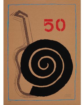 307-MARTÍN CHIRINO (Las Palmas de Gran Canaria 1925-2019)  Sin título"". 2010 Serigrafia sobre cartulina Firmado a lápiz Numerado 43/80 Medid