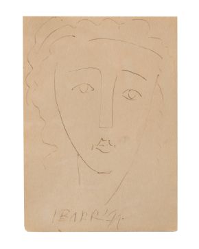 59-AGUSTÍN IBARROLA (Bilbao 1930-Galdácano 2023) Retrato"".  Dibujo a tinta sobre papel Firmado Medidas: 16,3 x 12 cm.""