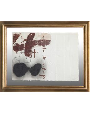 154 B-ANTONI TÀPIES (Barcelona 1923-2012) Art i Espiritualitat"". 1988 Grabado al aguafuerte Firmado a lápiz Numerado 28/135 Medidas: 40 x 56