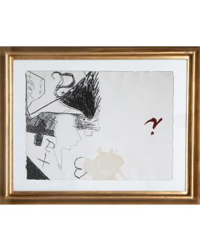 154 C-ANTONI TÀPIES (Barcelona 1923-2012) Art i Espiritualitat"". 1988 Grabado al aguafuerte Firmado a lápiz Numerado 28/135 Medidas: 40 x 56