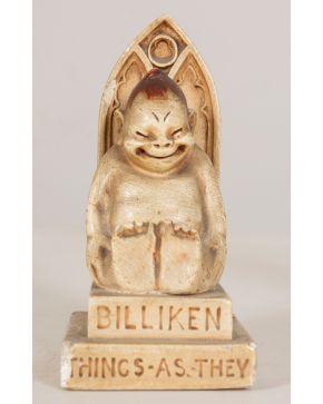 2224-Billiken"" Escultura en escayola policromada con sello ""The Billiken Company, Chicago"".  Altura 13 cm. ""